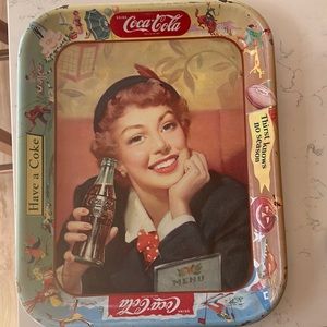 Vintage Coca Cola tray. Women with bottle